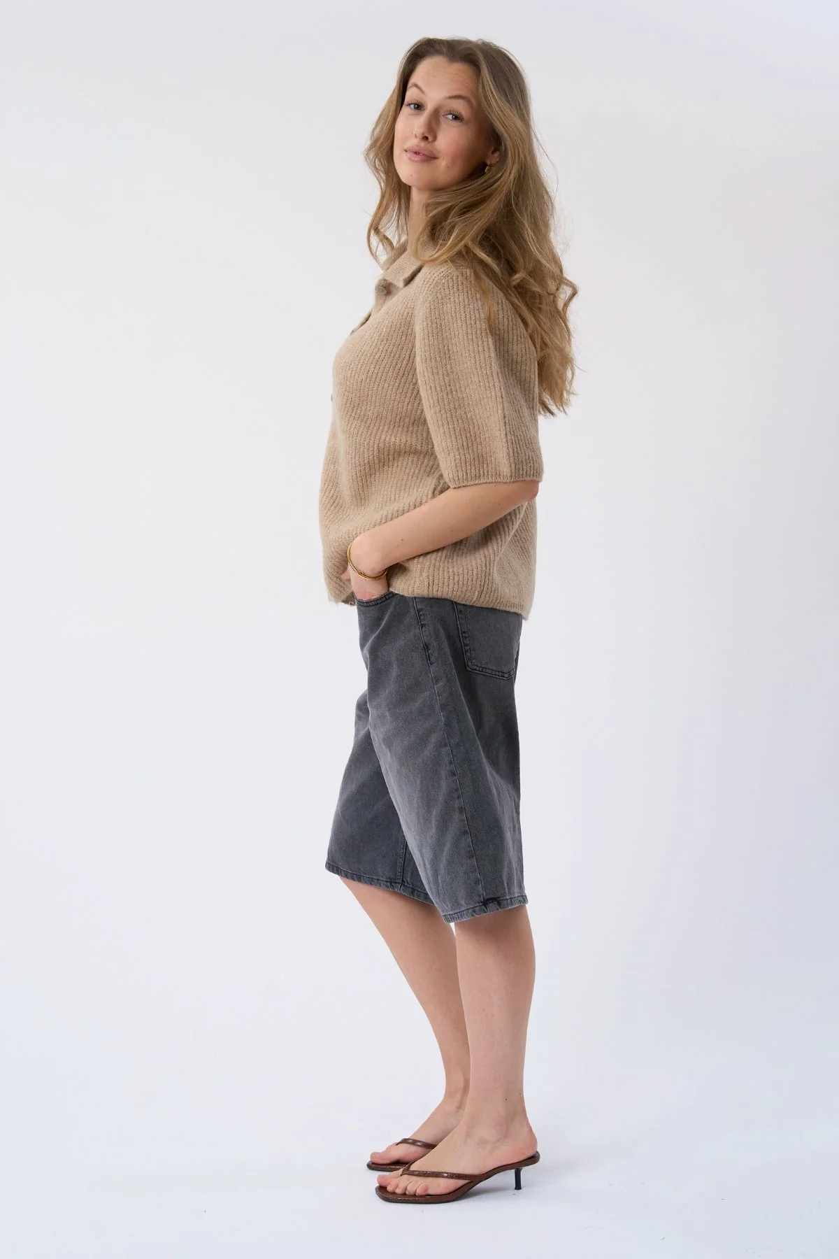 Alba Polo-Strick – Beige - Image 3