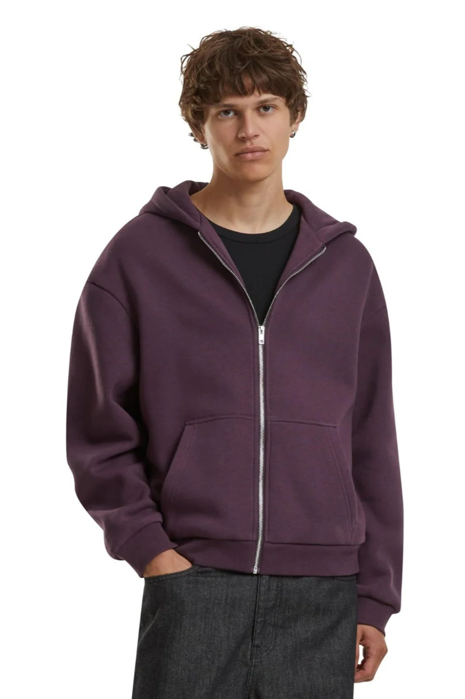 Alltags Reißverschluss Hoodie - lila