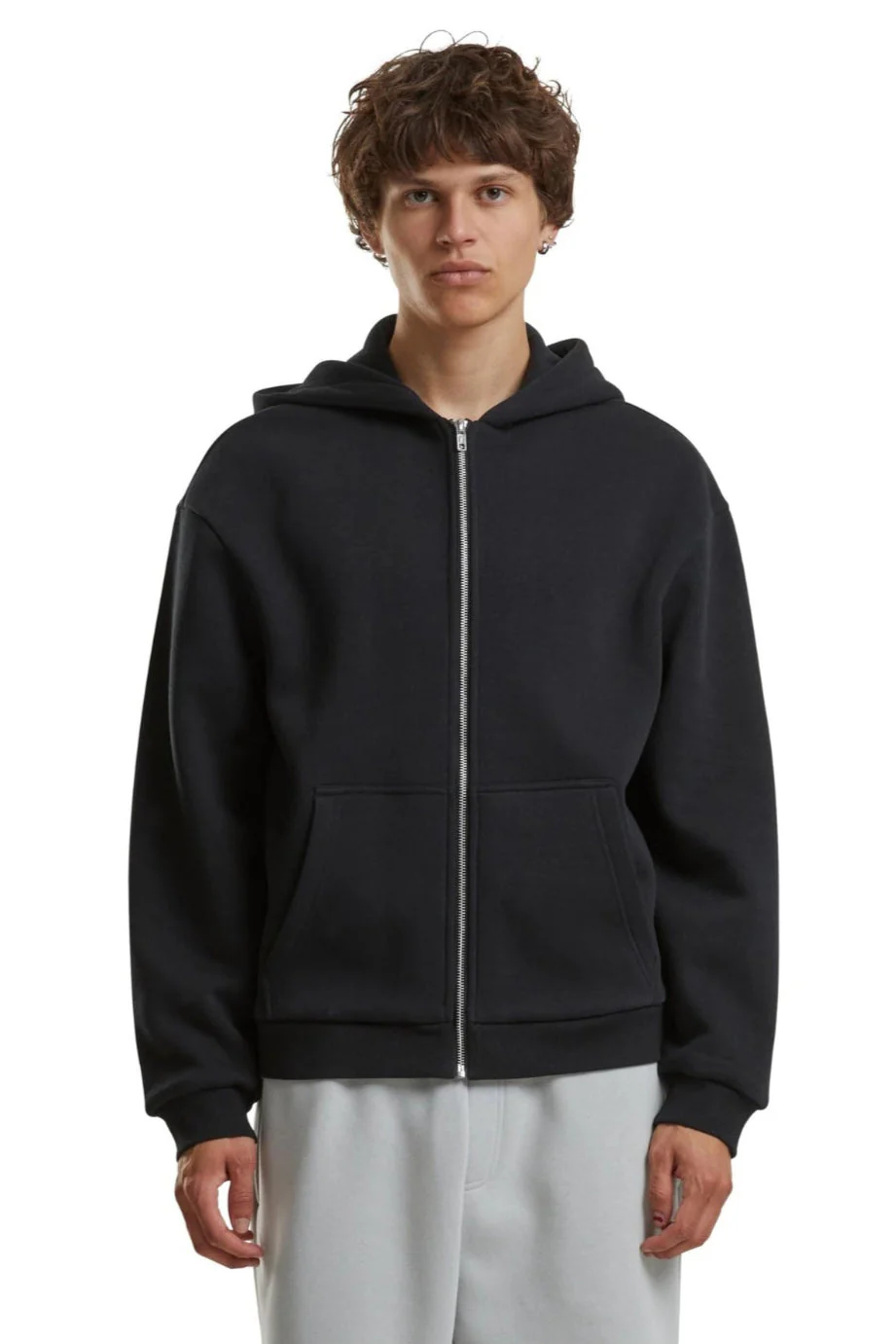 Alltags Reißverschluss Hoodie - Schwarz