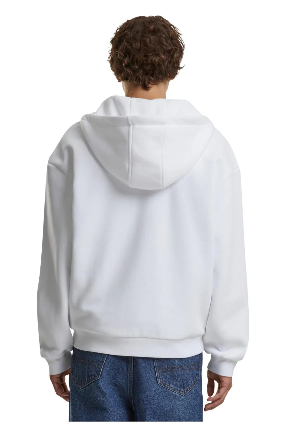 Alltags Reißverschluss Hoodie - Weiß - Image 2