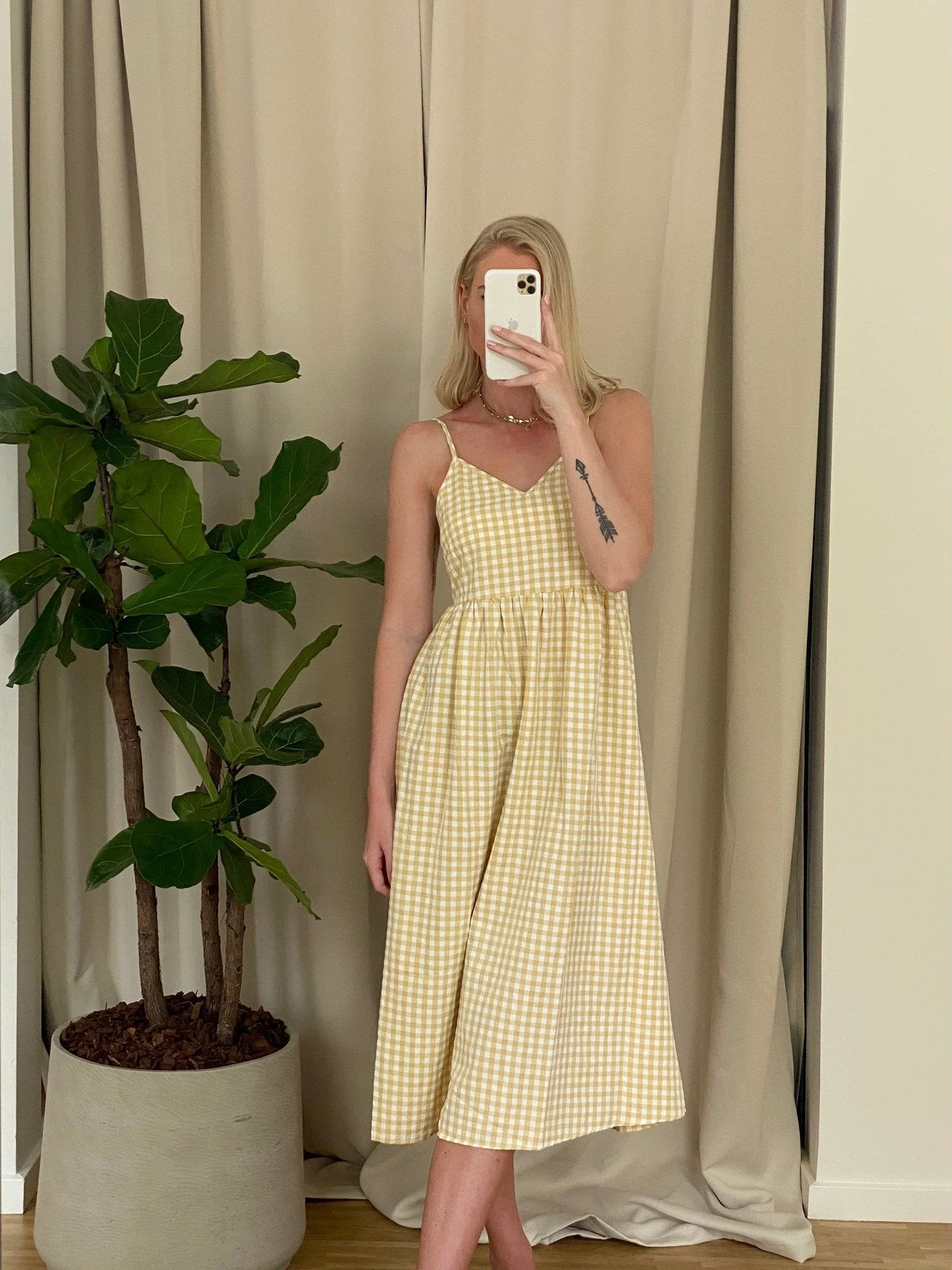 Ära Kleid - Gelb kariert - Image 2