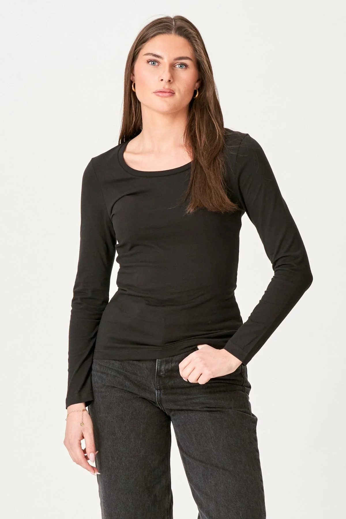 Basic Langarmes T-Shirt-Schwarz - Image 2