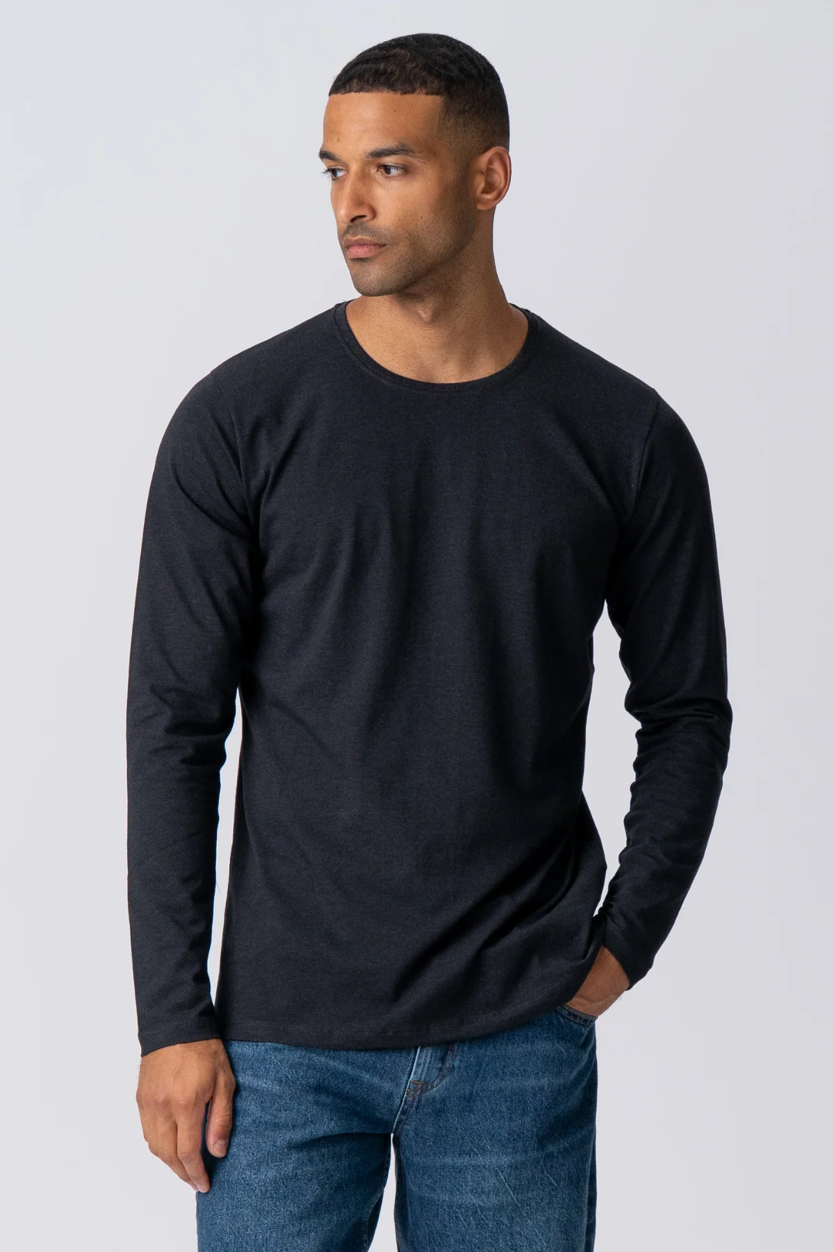 Basic Langarmes T-Shirt-Schwarz - Image 3