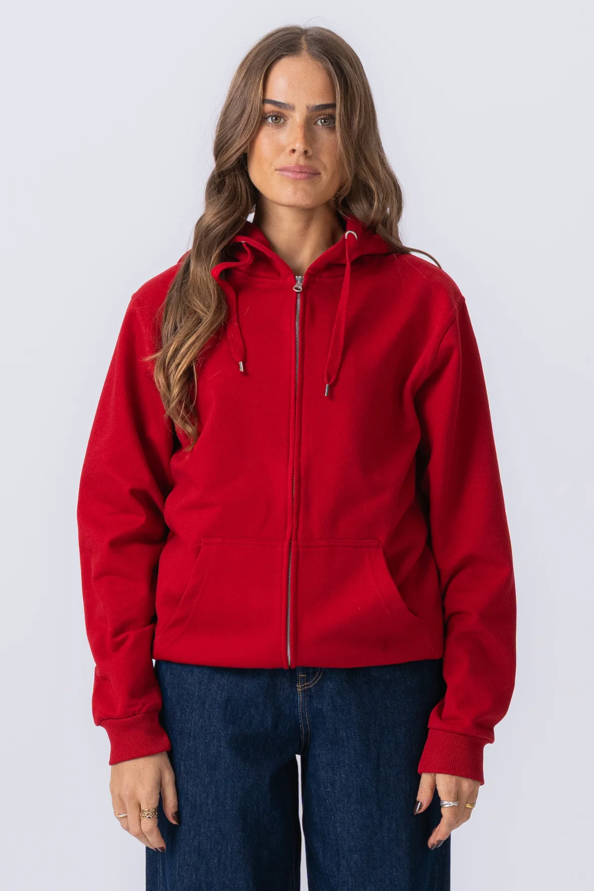 Basic Zip Hoodie - Rot