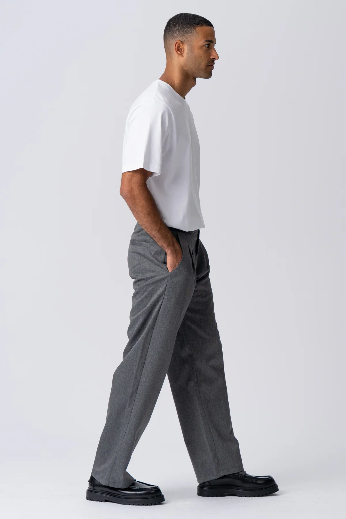Plissee-weiter Anzug Pants - Hellgrau - Image 3