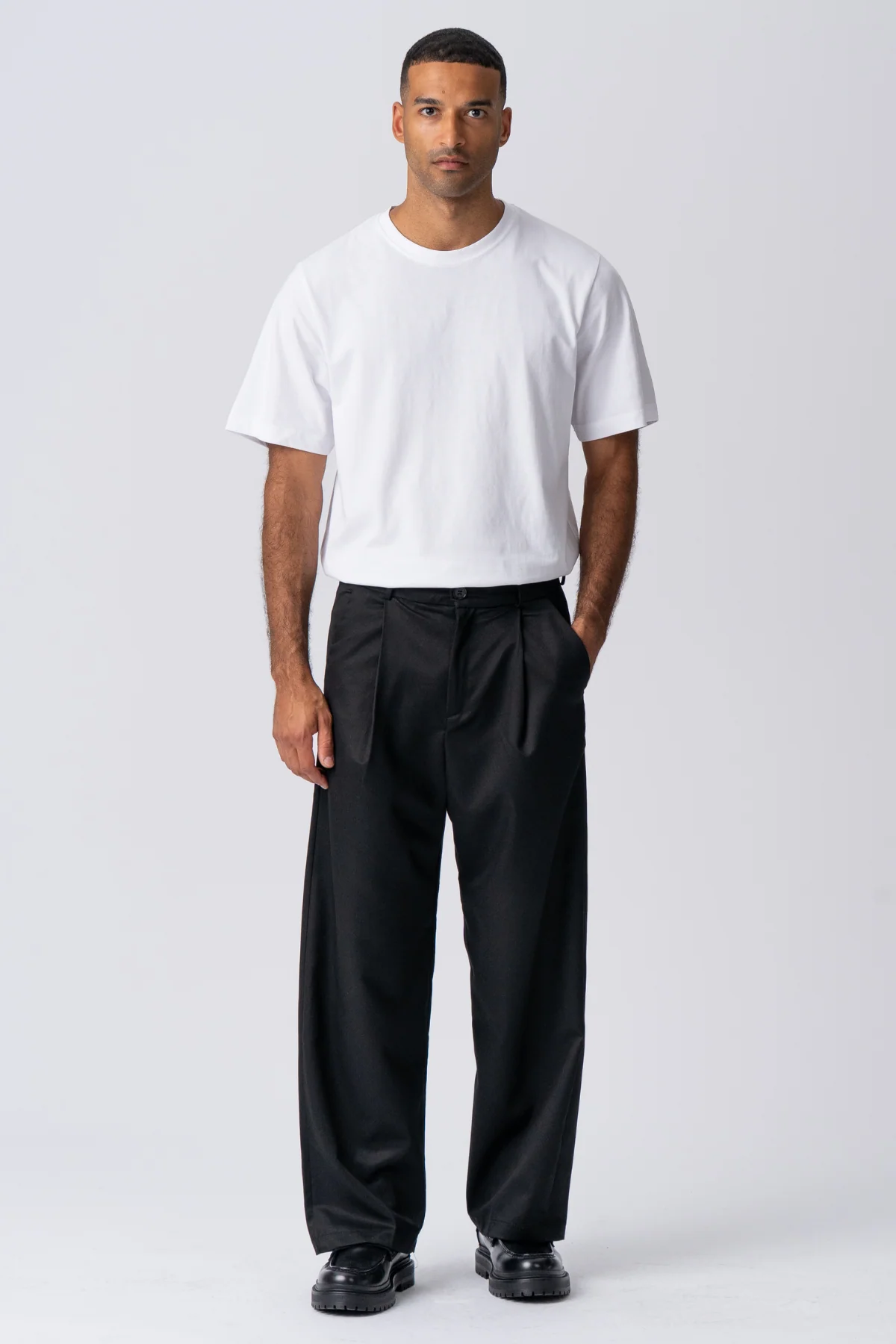Plissee-weiter Anzug Pants - Schwarz - Image 2