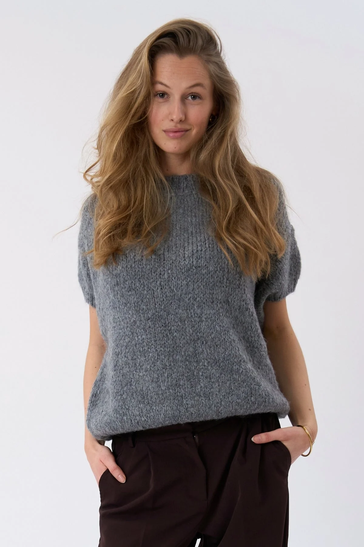 Chloe Kurzarmstrick – Grau