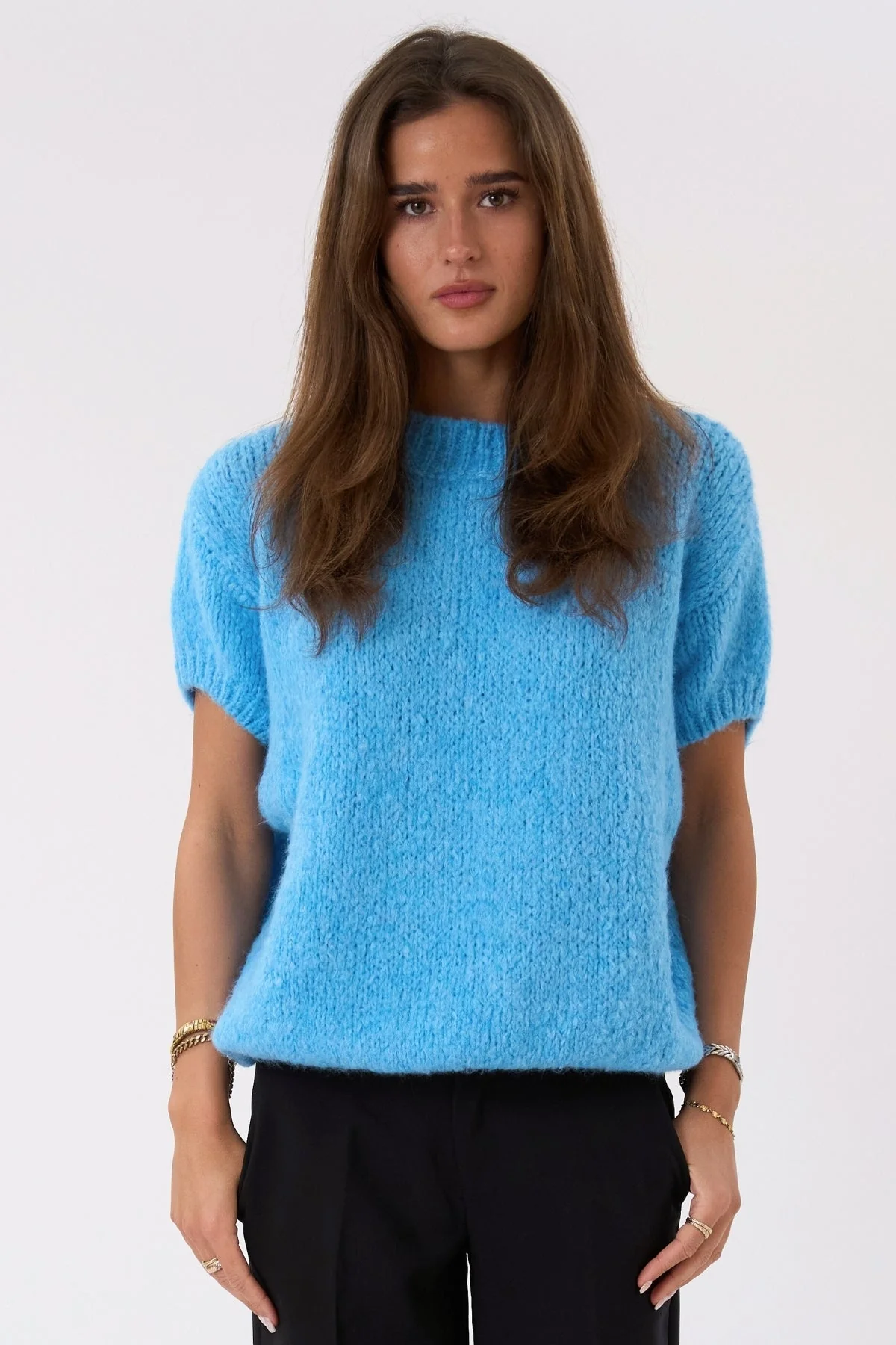 Chloe Kurzarmstrick – Hellblau
