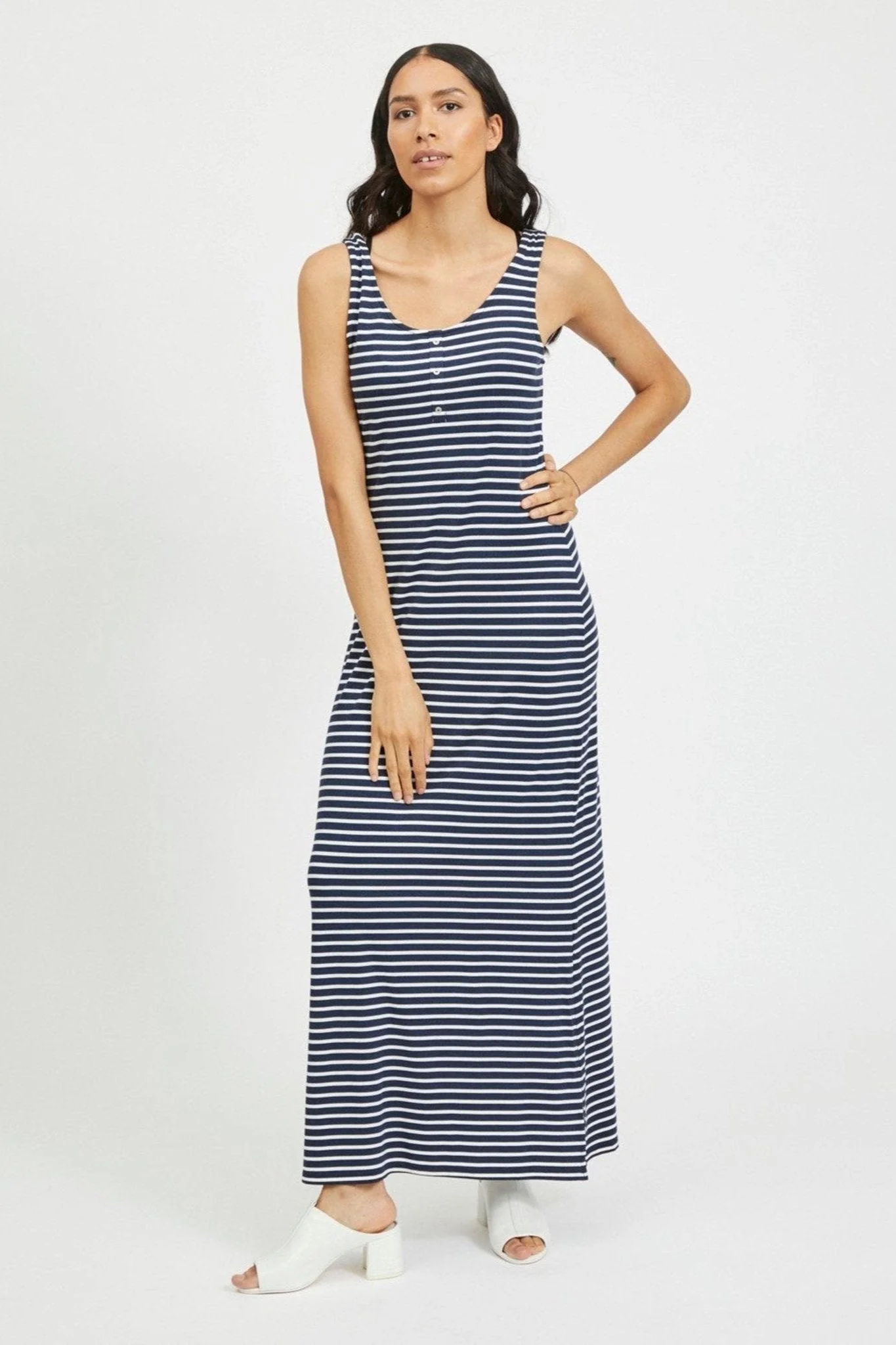 Dell Maxi Kleid - Marine Blazer/Schneewittchen - Image 3