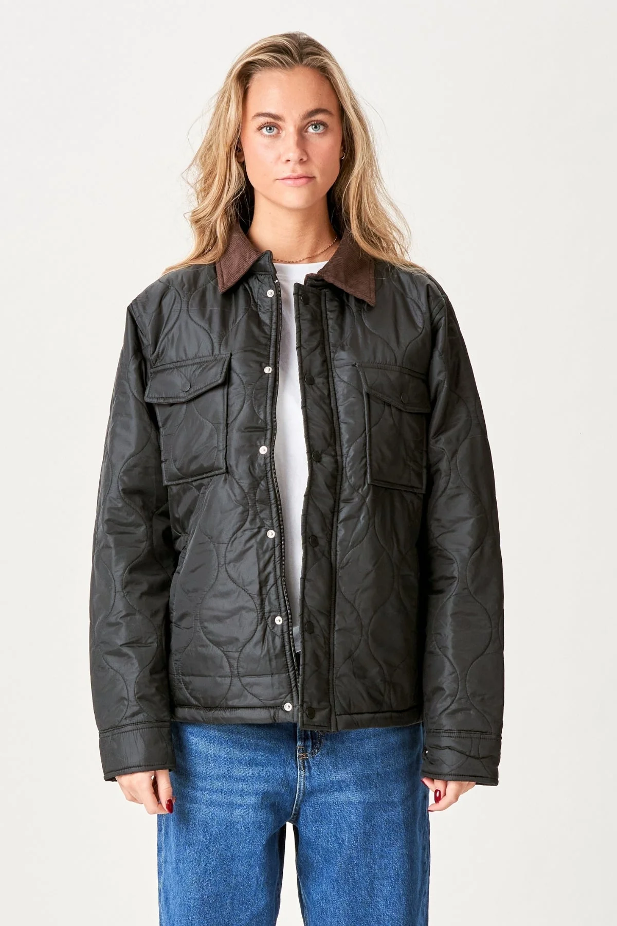 Ella Quiltet Jacke - schwarz