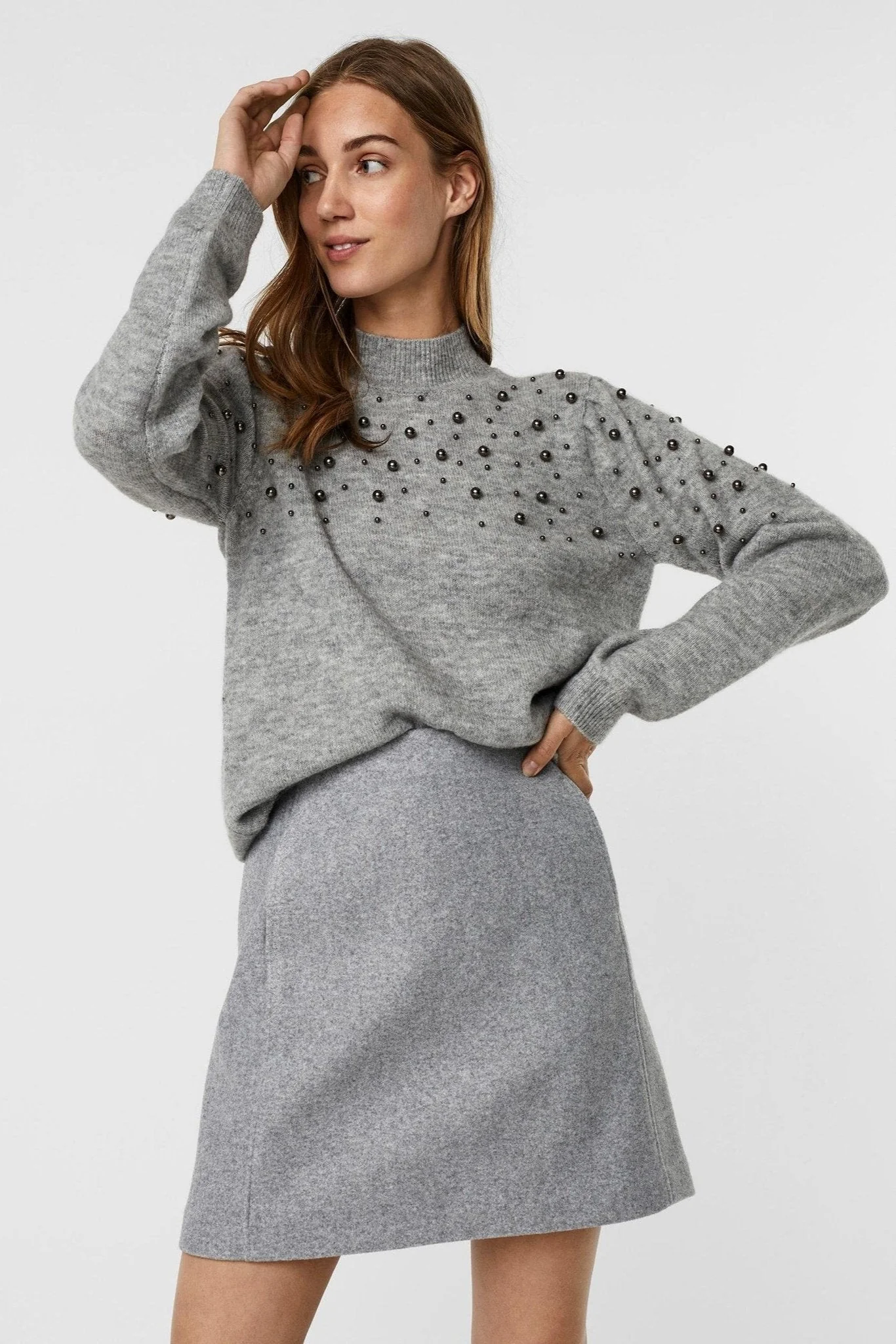 Emilia High Neck -Pullover - hellgrau