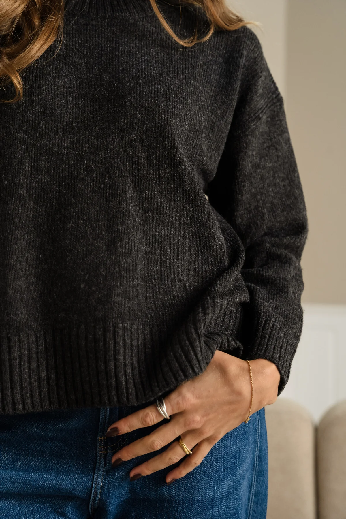Emma Knit – Dunkelgrau Melange - Image 6