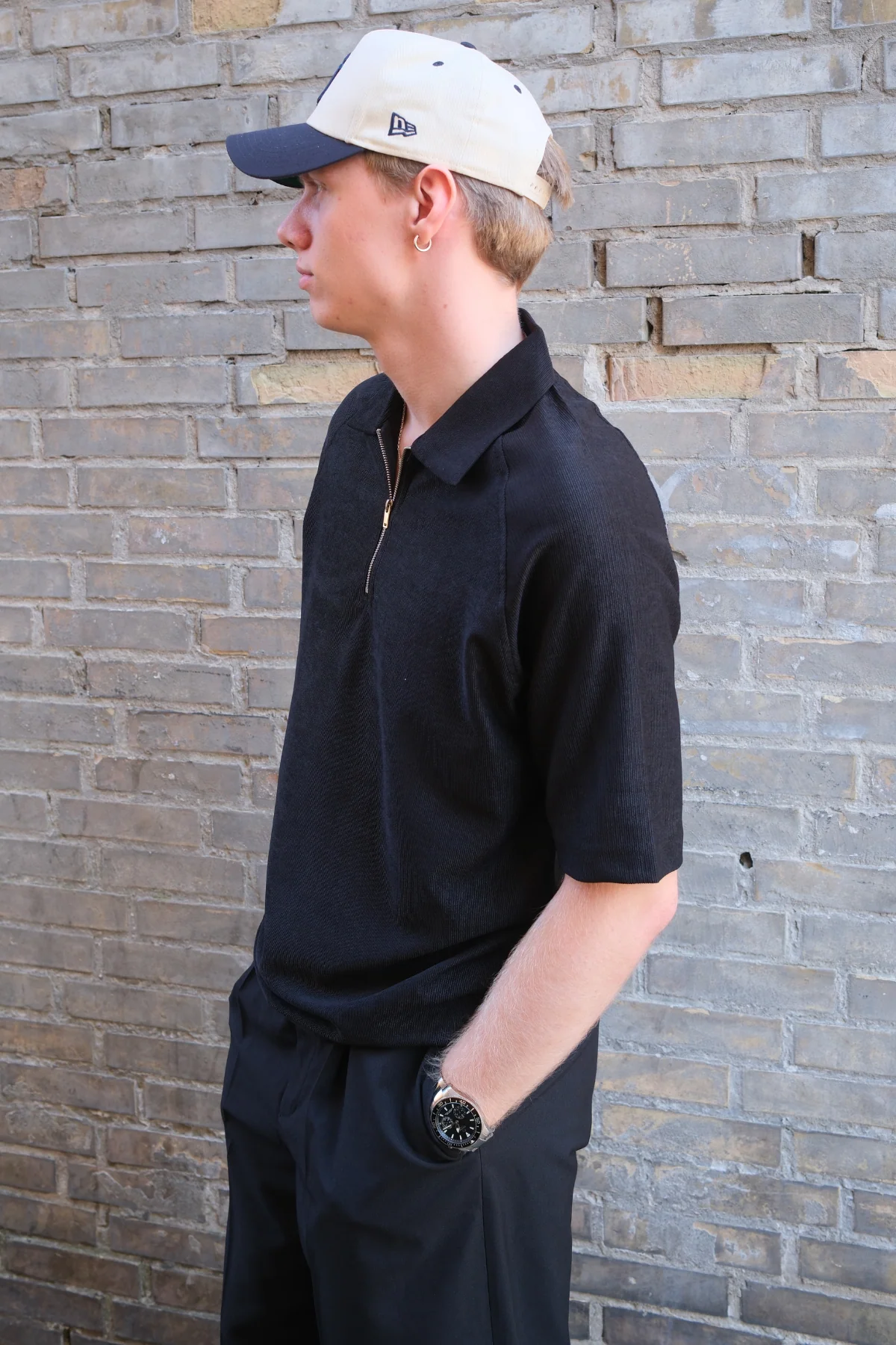 Enzo Kurzarm halbe Zip - Schwarz - Image 6