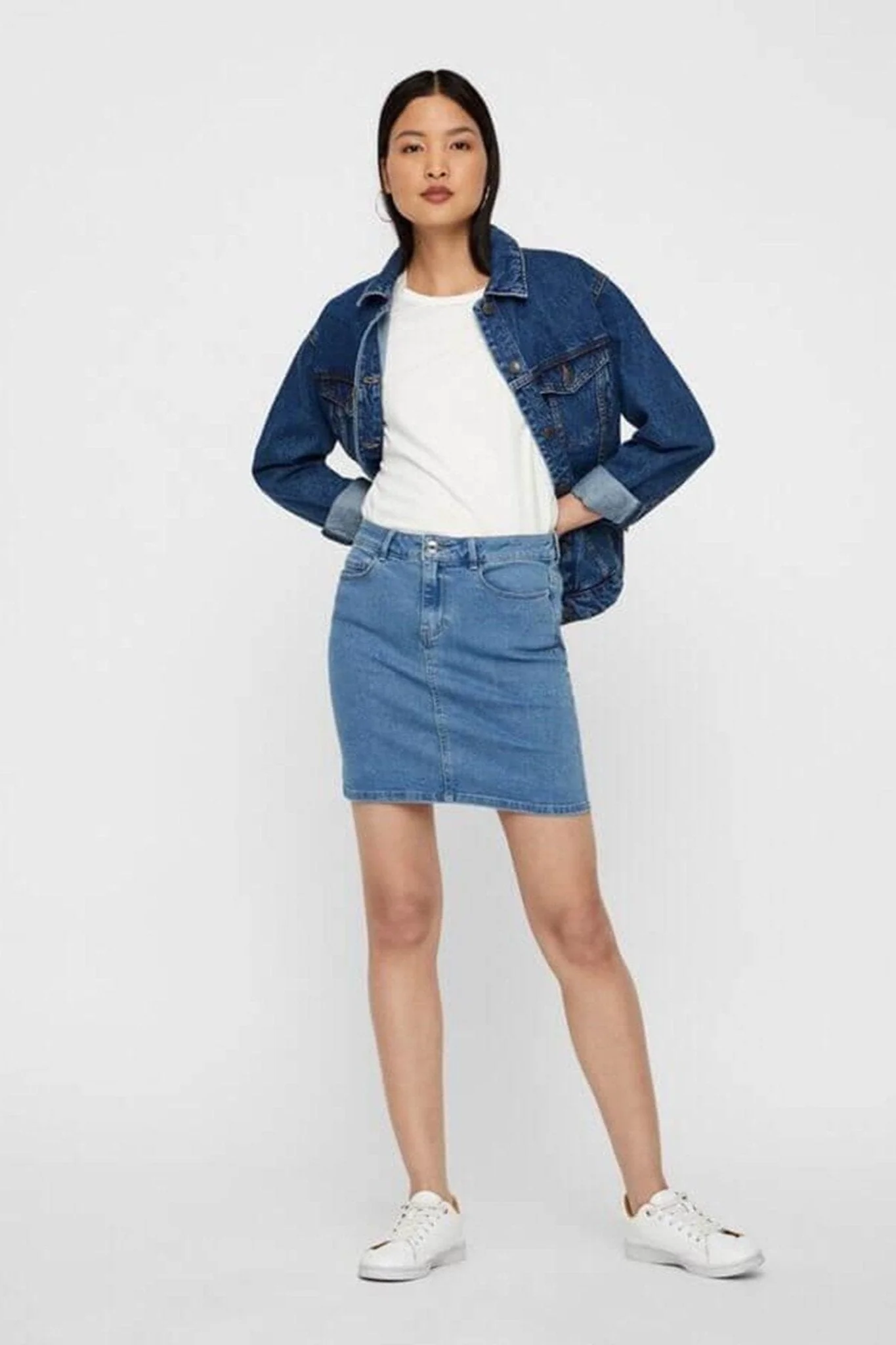 Heißer sieben Rock - hellblauer Jeans