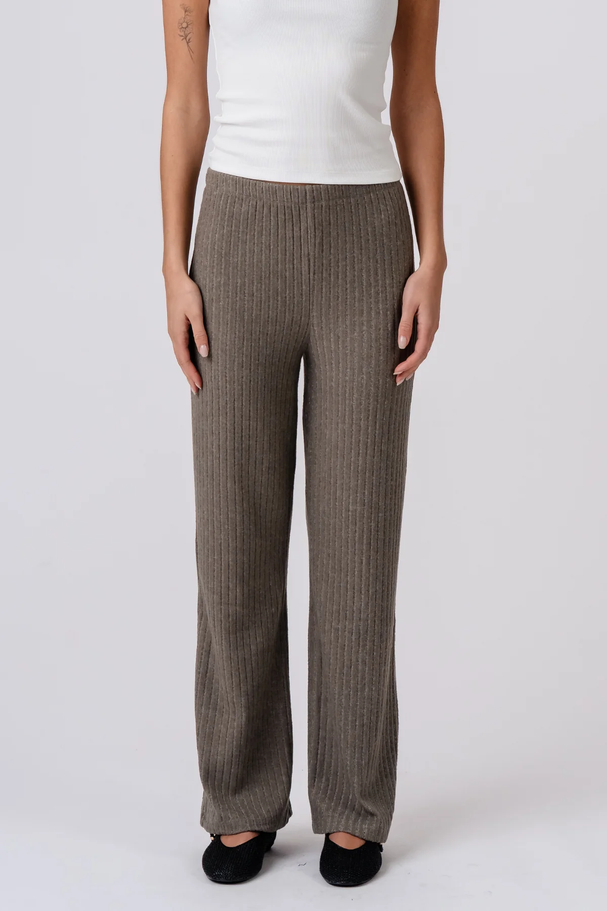Efeu-Strick Pants - Khaki