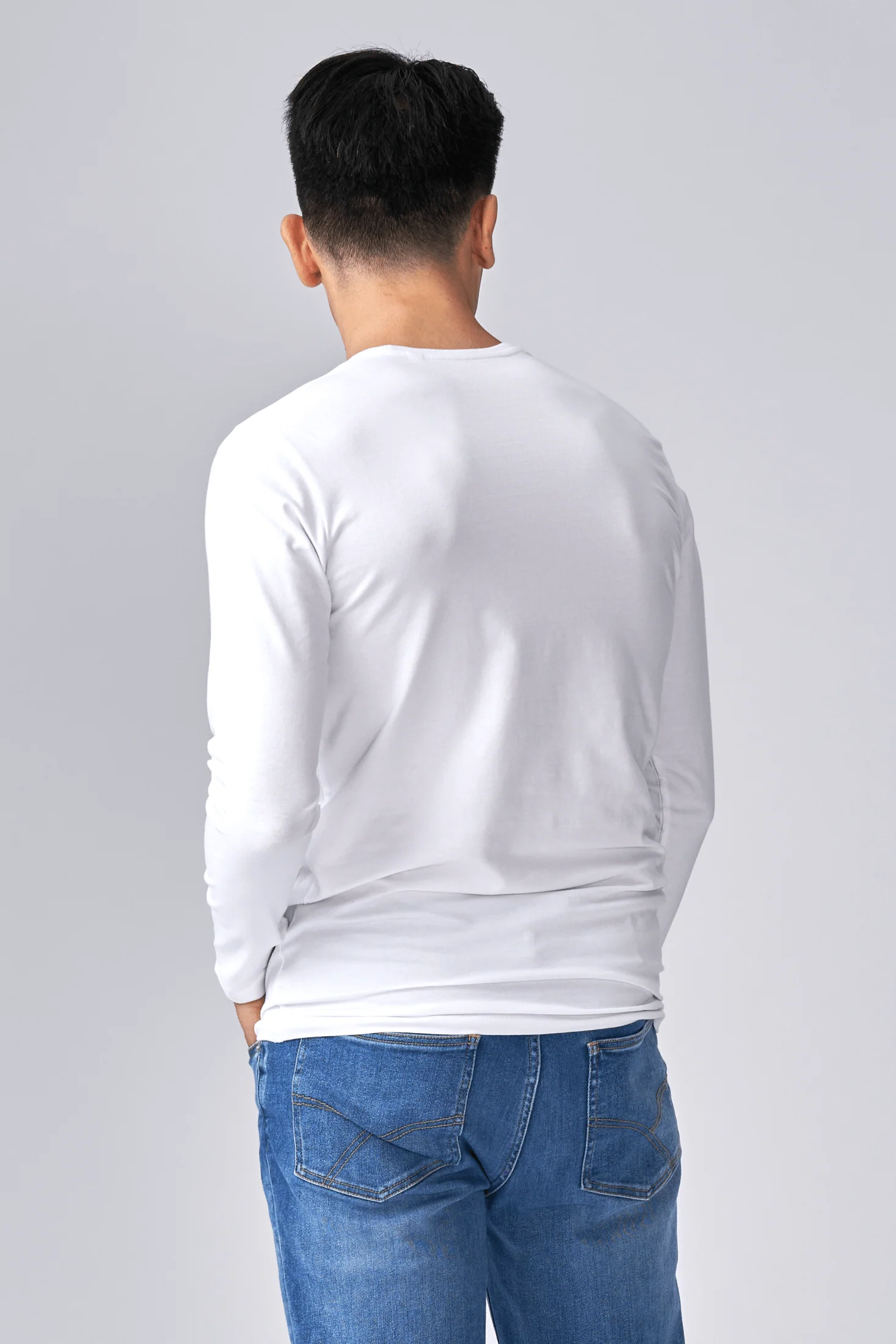 Langarm Muscle T -Shirt - Weiß - Image 3