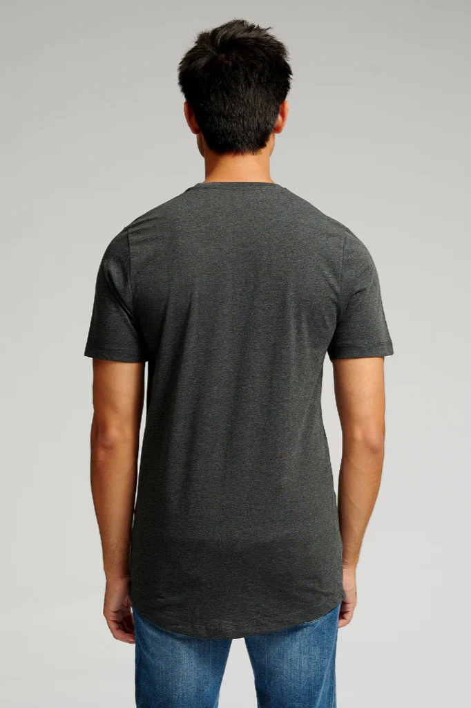 Langes T -Shirt - dunkelgraue Melange - Image 2