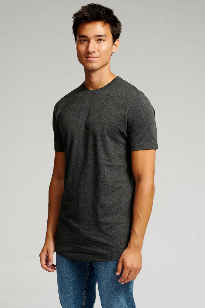 Langes T -Shirt - dunkelgraue Melange - Image 3