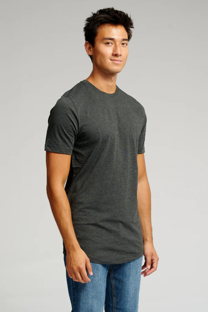 Langes T -Shirt - dunkelgraue Melange - Image 4