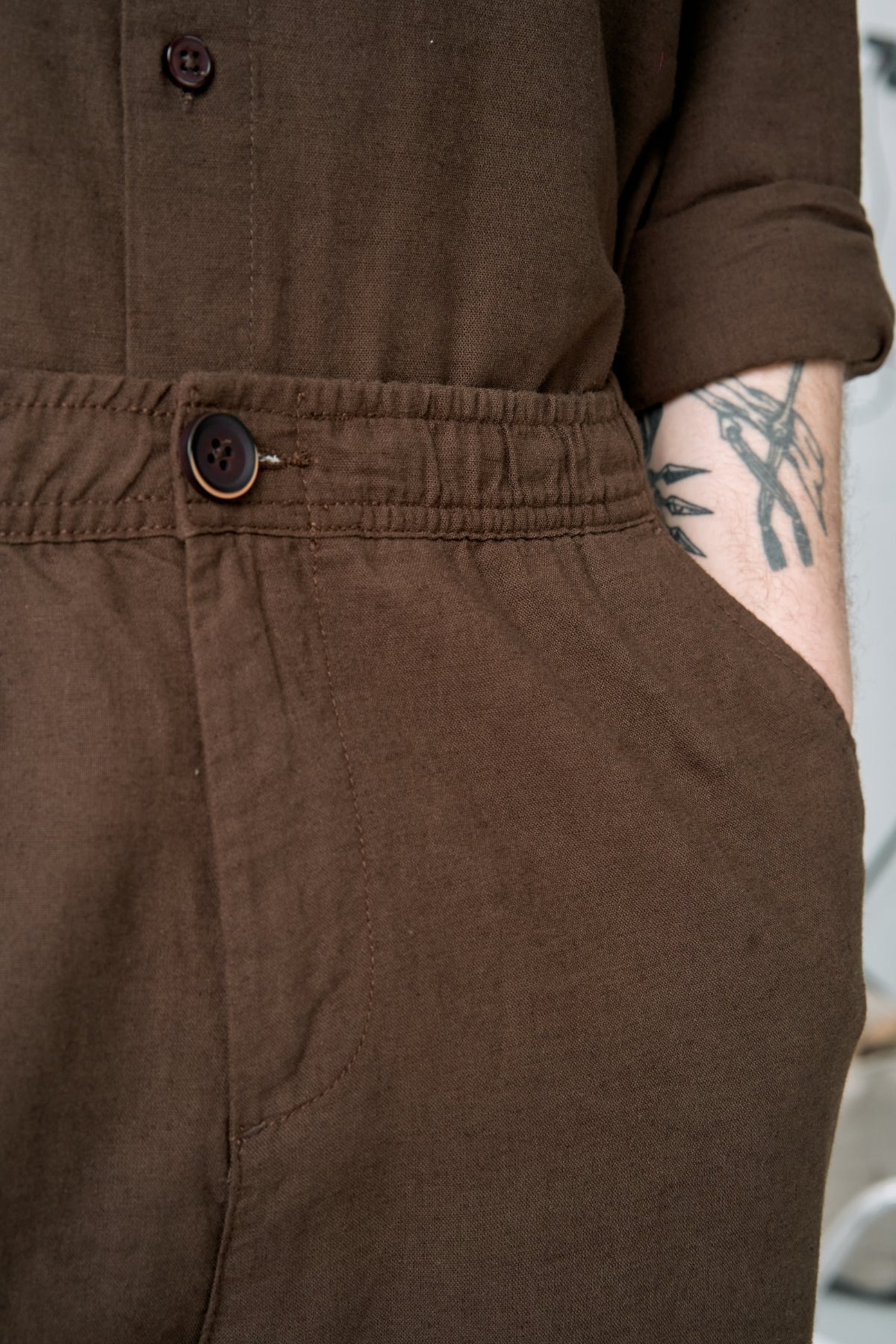 Leinen Pants - Kaffee - Image 4