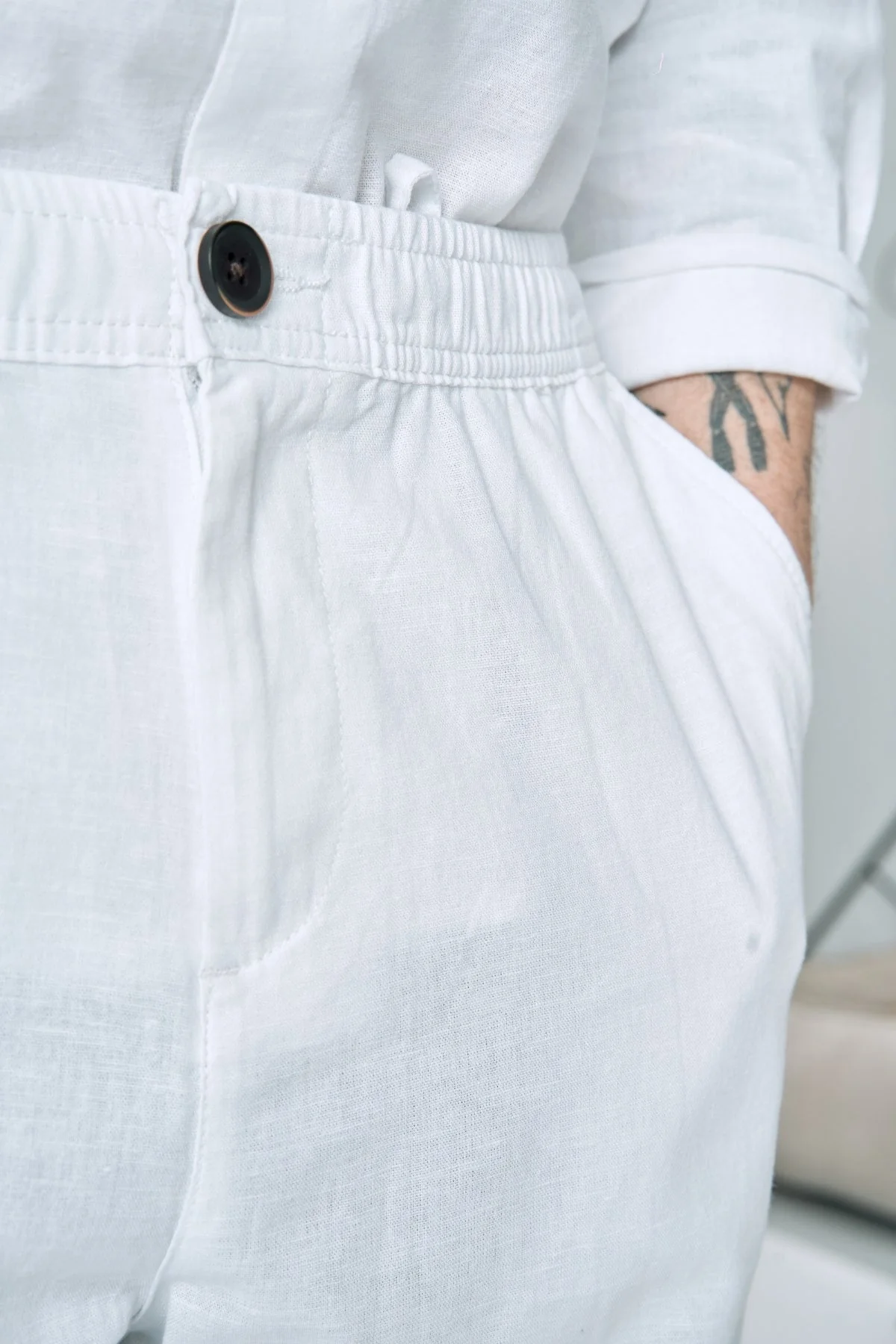 Leinen Pants - Weiß - Image 3
