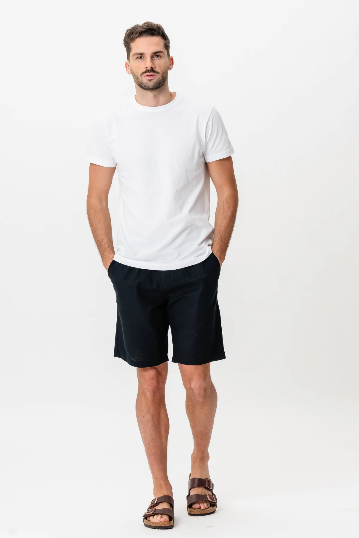 Leinen Shorts - Schwarz - Image 4