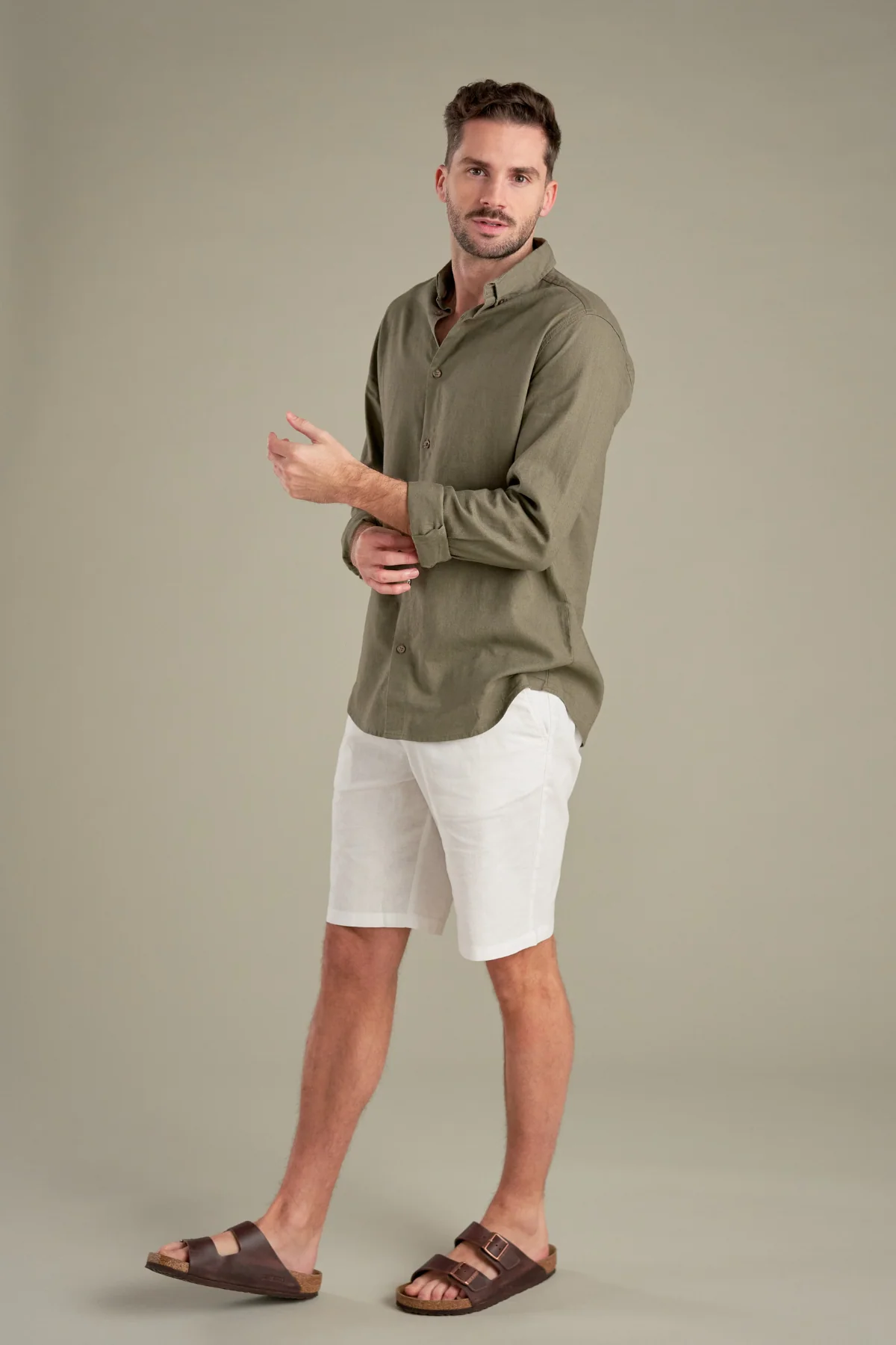 Leinen Shorts - Weiß - Image 2