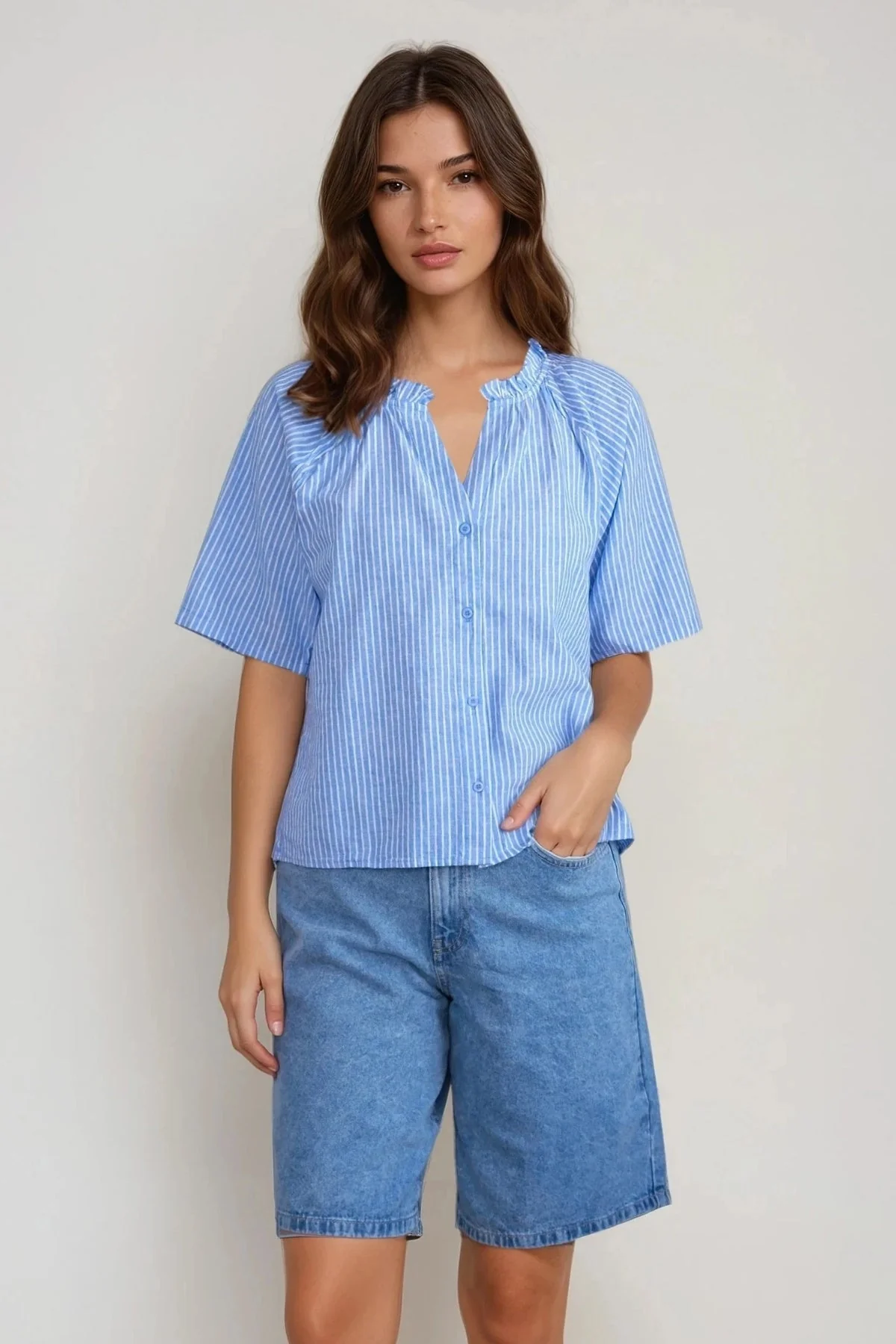Linn Frill Top - Marina White