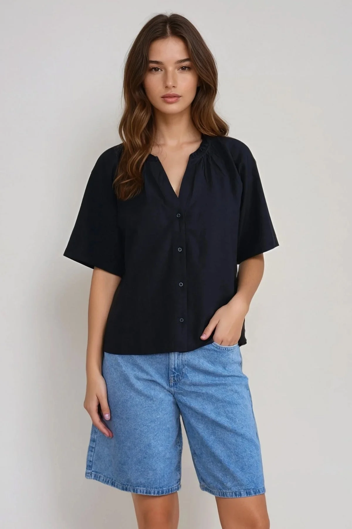 Linn Frill Top - Schwarz