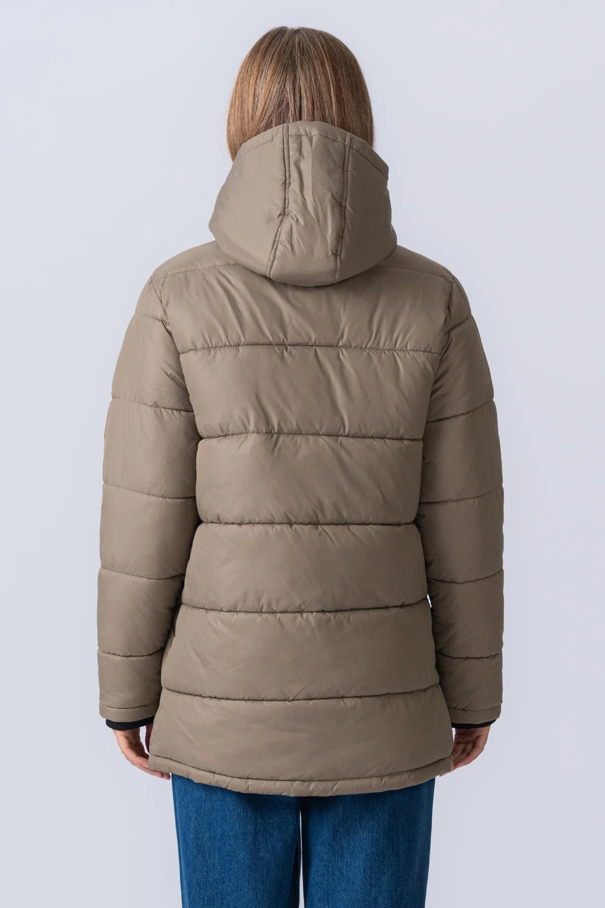 Lange Pufferjacke - Sand - Image 7