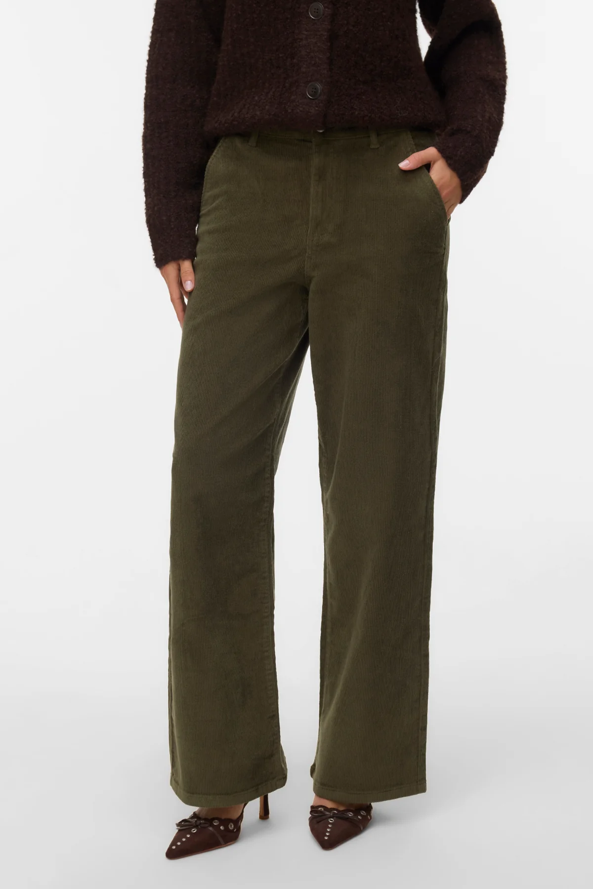Margot breiter Cord Pants - Traubenblatt