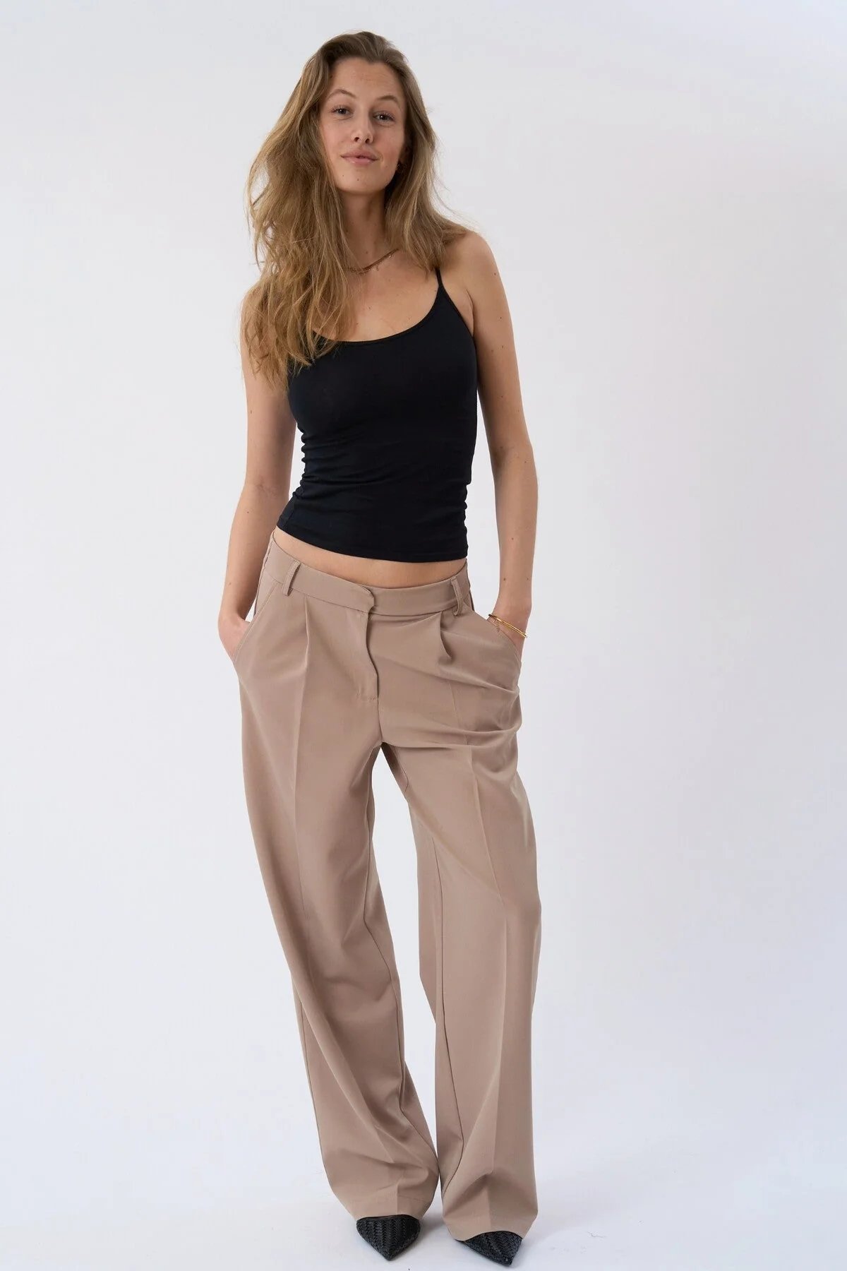 Mila Wide Pants - Beige - Image 2