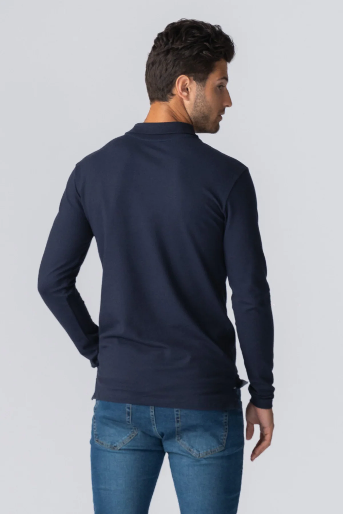 Muscle Langarm -Polo -Hemd - Marine - Image 3