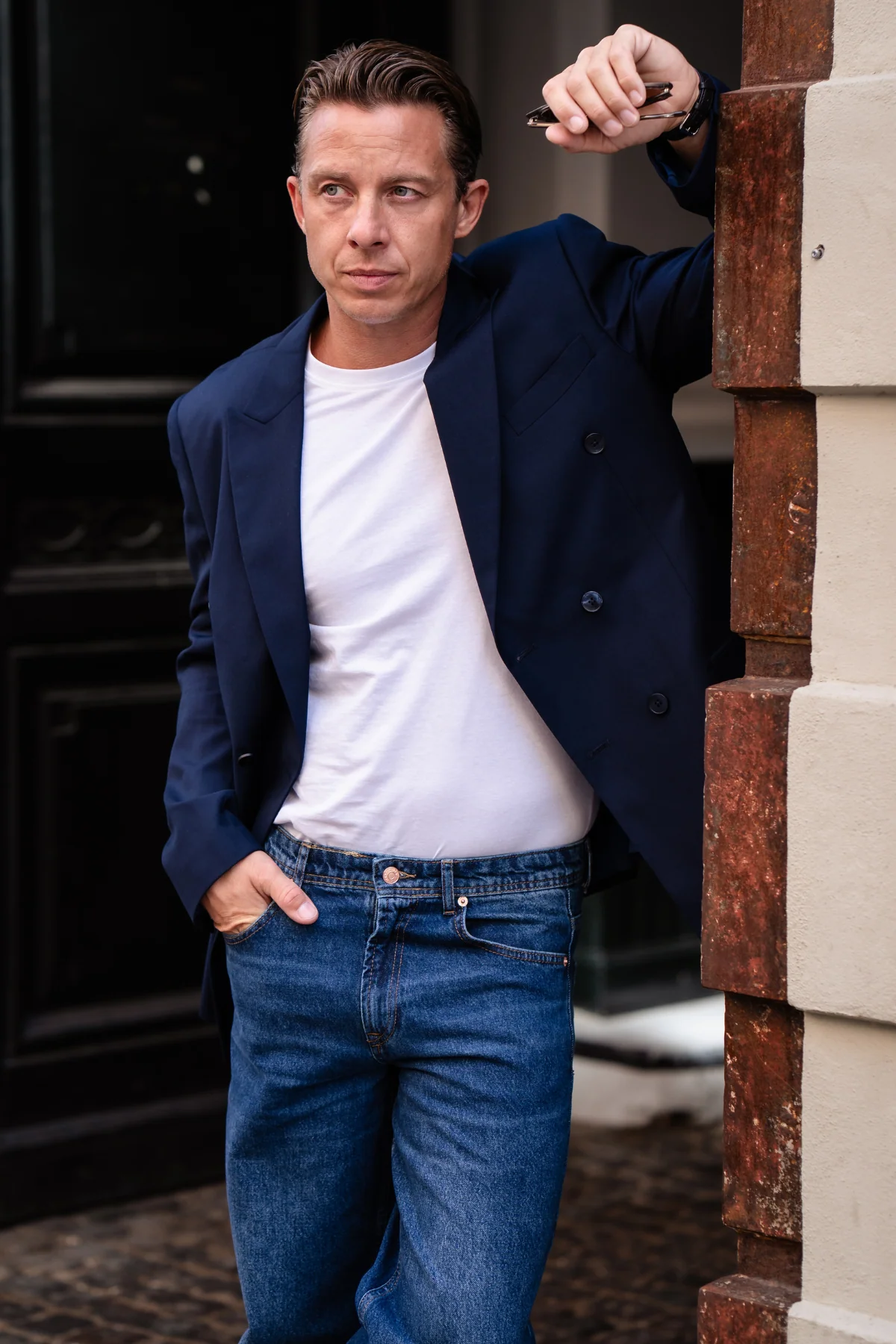 Premium Double Breasted Blazer - Marine - Image 3