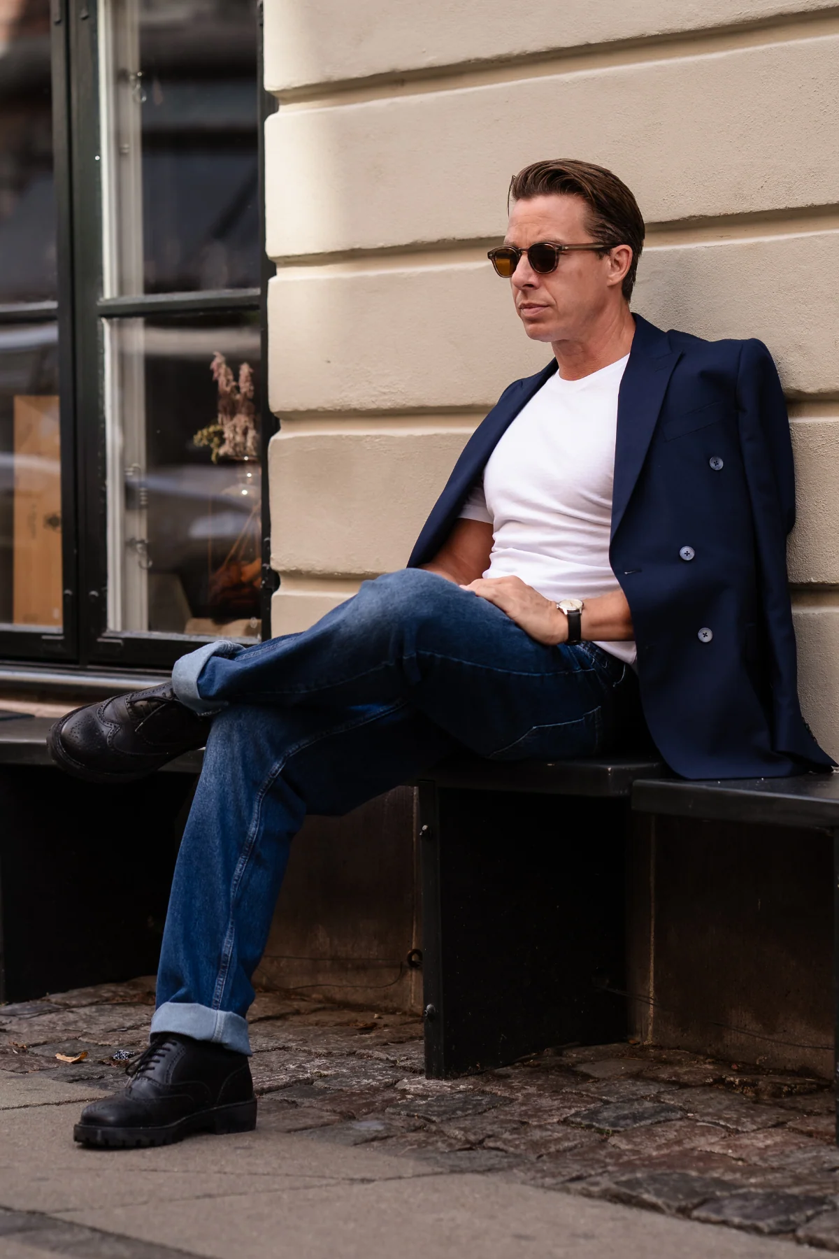 Premium Double Breasted Blazer - Marine - Image 4