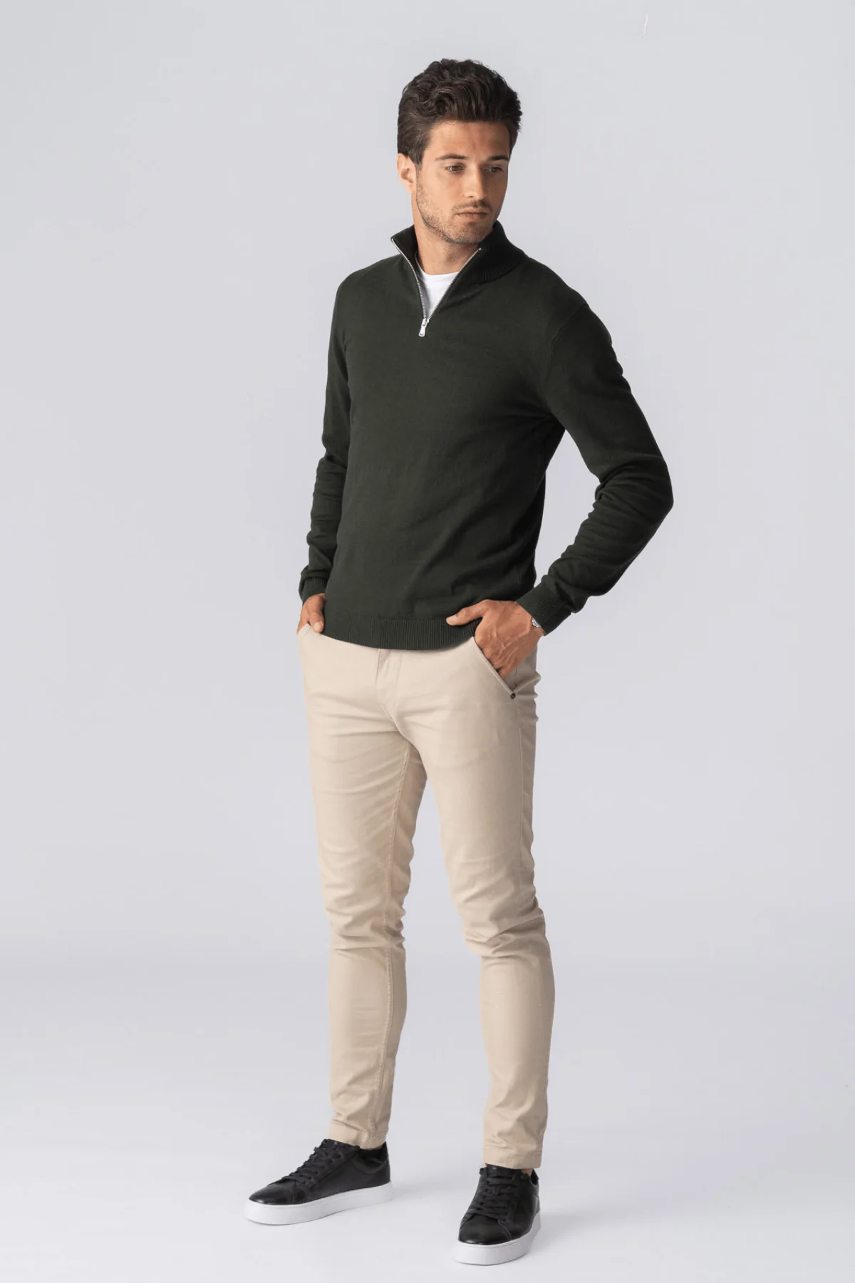 Pullover Halb Zip - Armee - Image 4