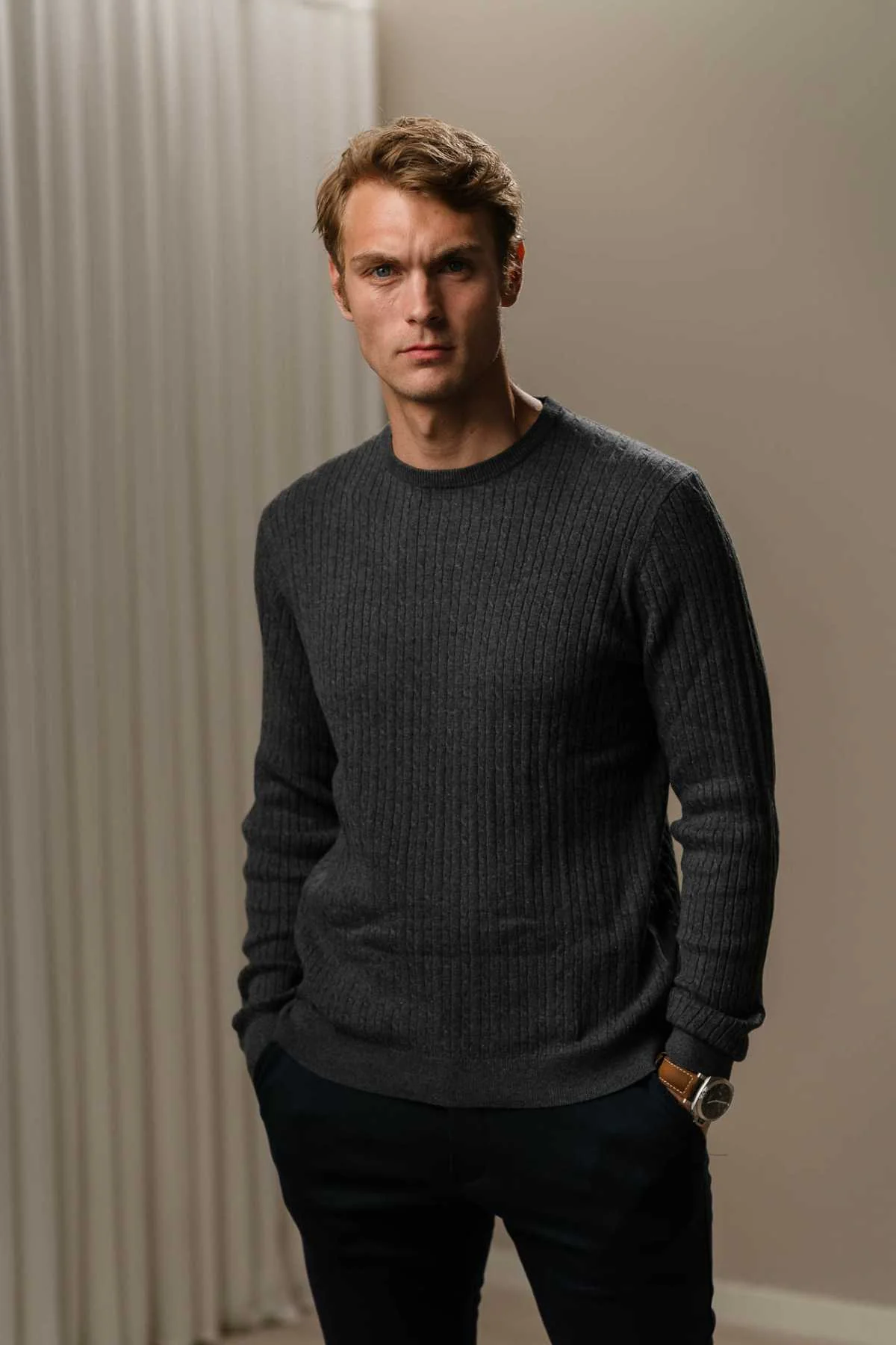 Pullover -Kabel -Strick - Holzkohle Melange - Image 4