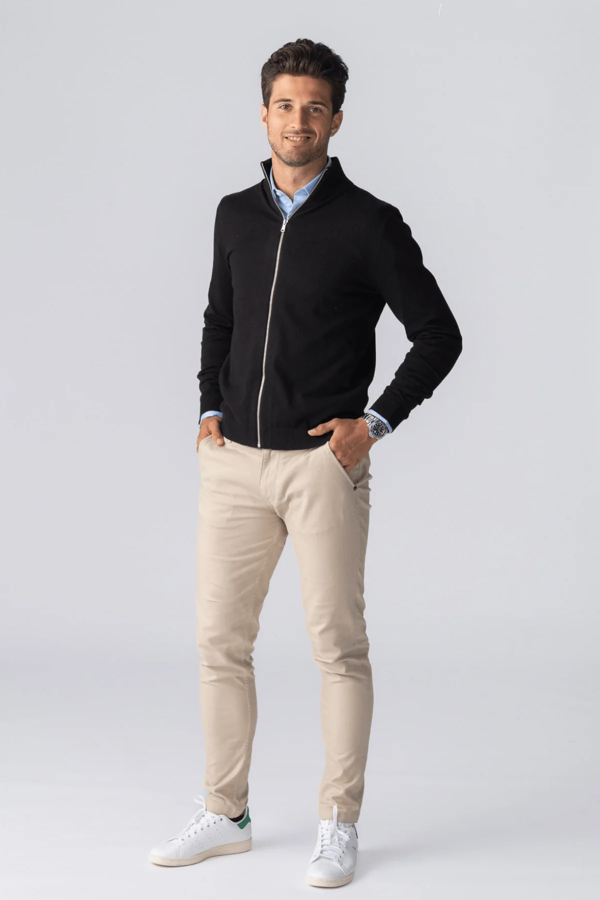 Pullover Zip Strickjacken - schwarz - Image 5