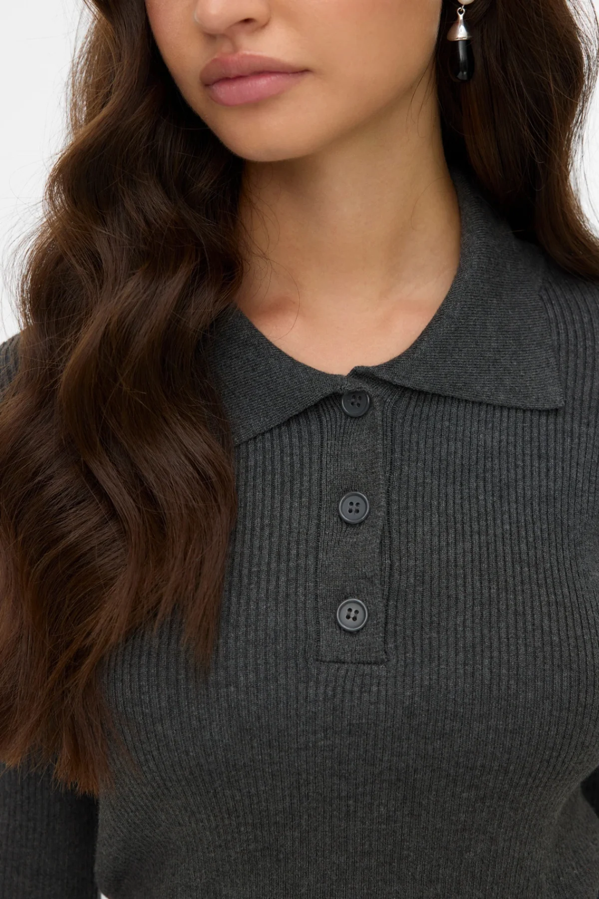 Silje Poloneck Pullover - dunkelgraue Melange - Image 3