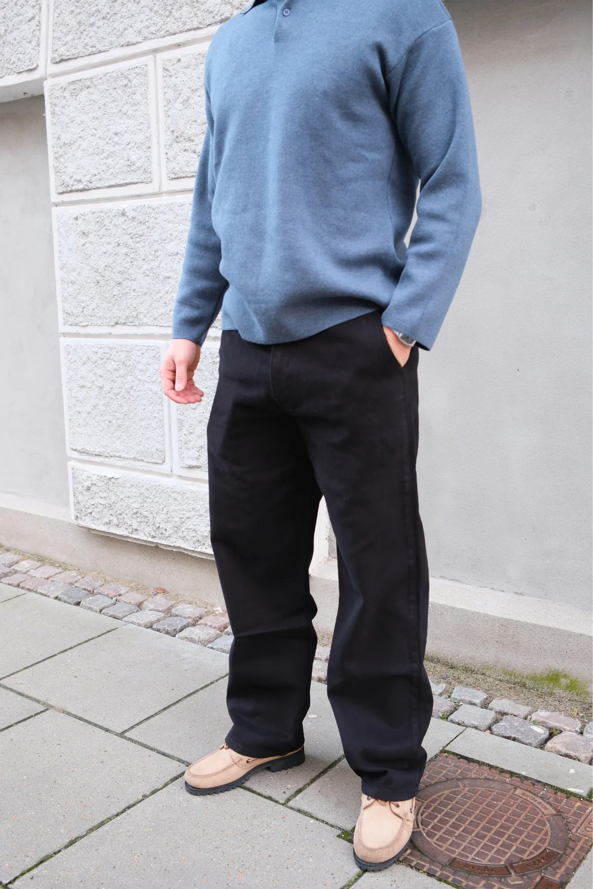 Gerade geschnittene Baumwoll-Chino - Schwarz - Image 3
