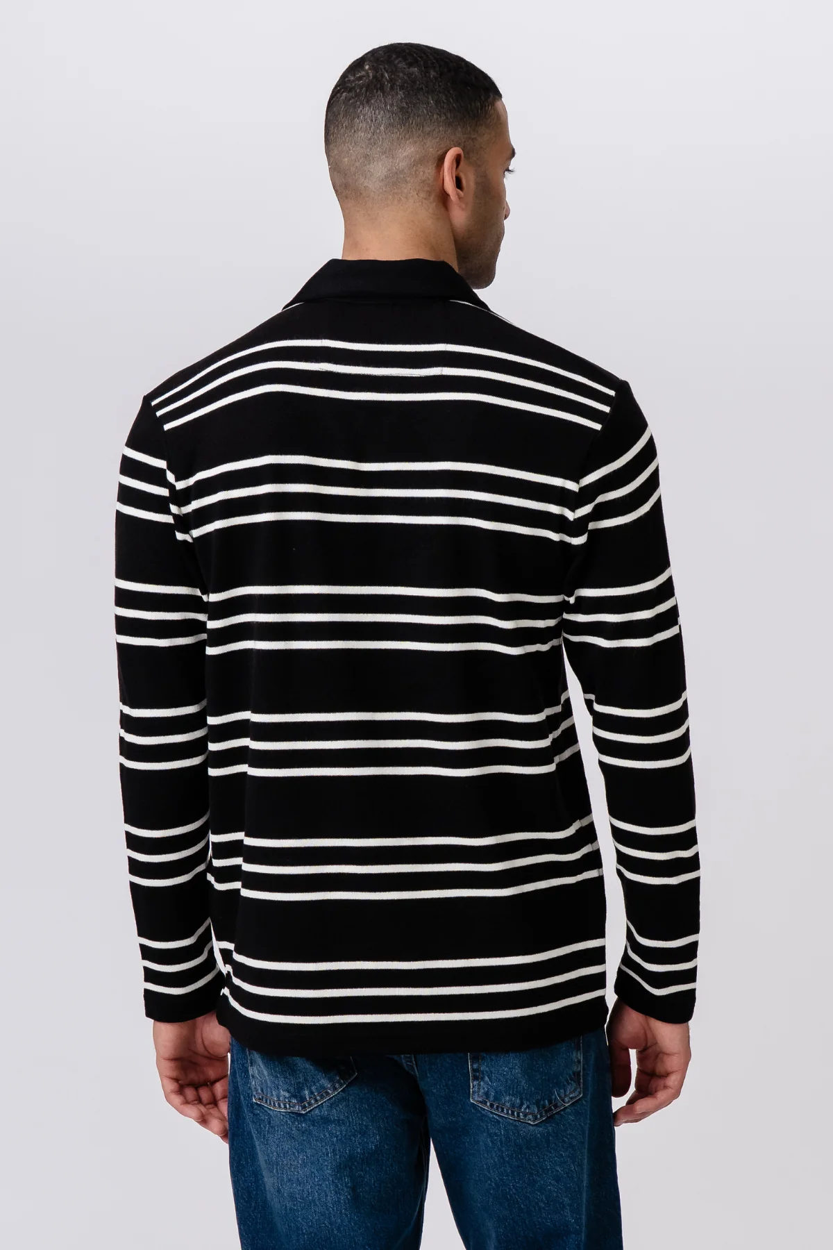 Gestreiftes Langarm-Polo - Schwarz - Image 3