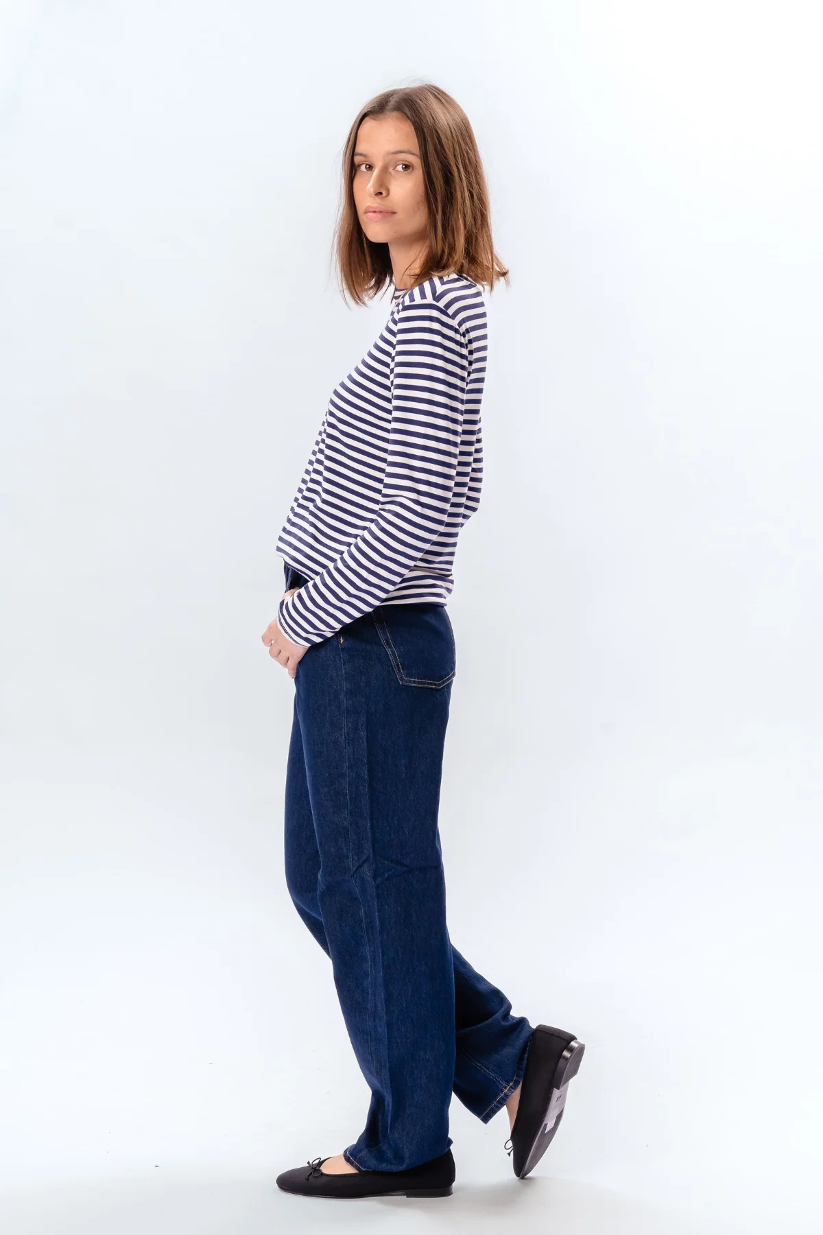 Gestreifte Langarmhose Slim Fit - Blau - Image 3