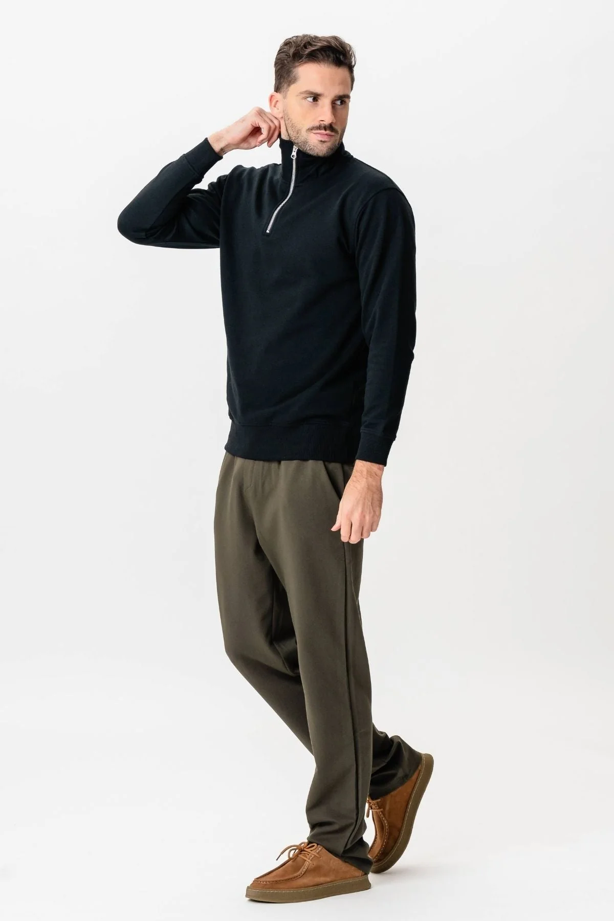 Sweatshirt halb Zip - Schwarz - Image 5