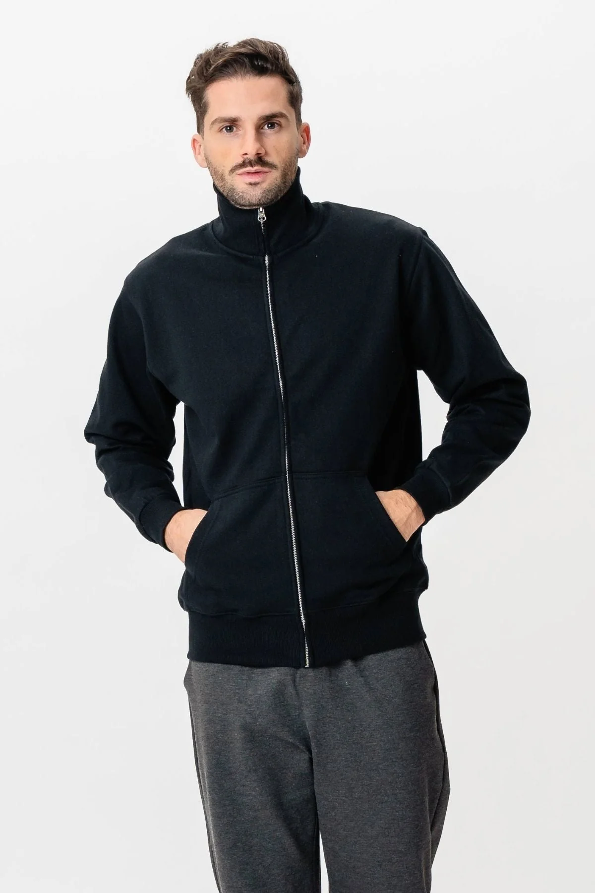 Sweatshirt Zip - Schwarz