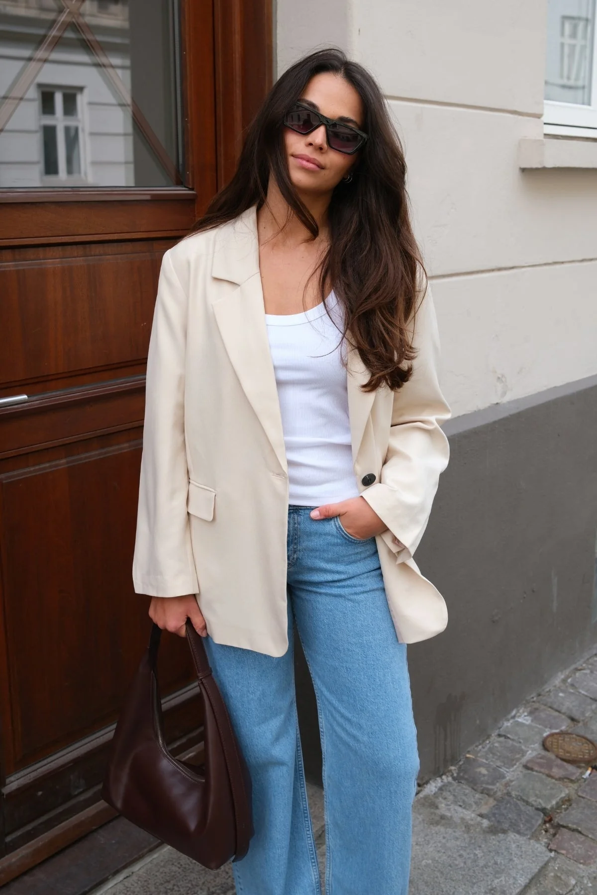 Oversized Blazer - Beige - Image 2