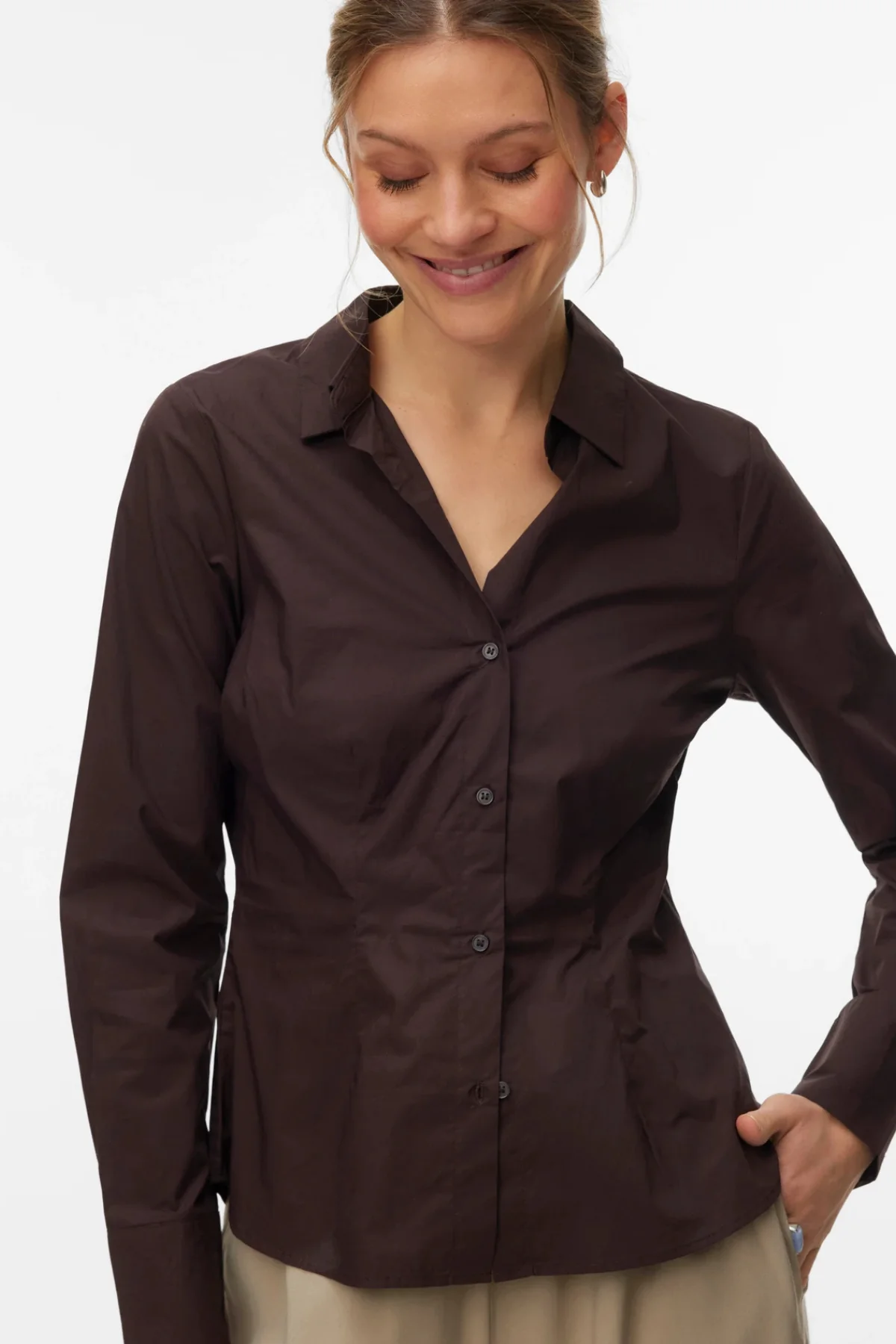 UMS V -Neck -Hemd - Schokoladenpflaume